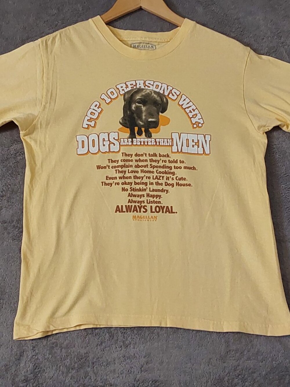 Magellan Dog Graphic T-Shirt Medium Funny Dogs Better Than Men Black Lab Tee
